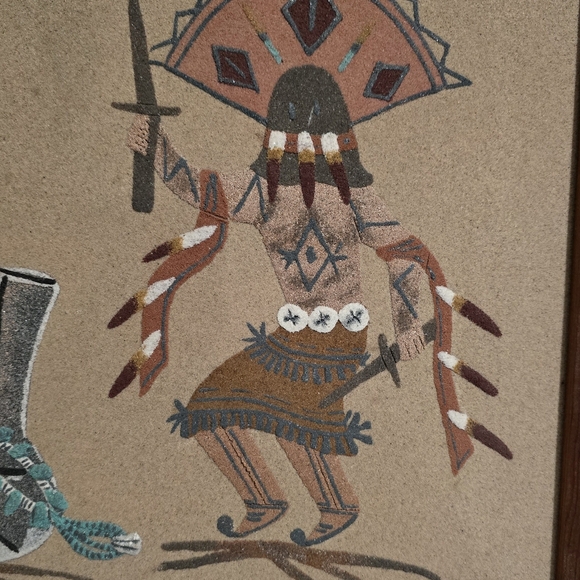Vintage Handmade Sand Art Painting Kachina Tribal - Navajo Native American - Picture 3 of 8
